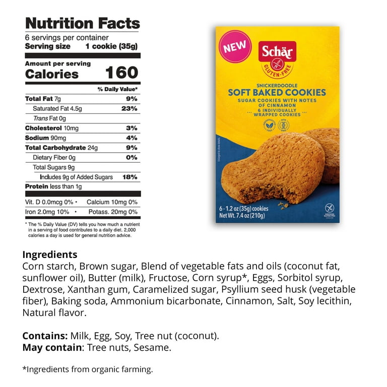 Schar Gluten Free Snickerdoodle Soft Baked Cookies, Gluten Free
