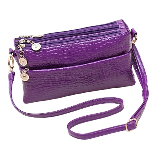 Bolso bandolera para mujer con cremallera multicapaPúrpura