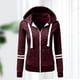 thumbnail image 5 of Sudadera con capucha Mujer Manga larga Cremallera completa Sudadera con capucha de forro polar suave Tops para deporte Vino rojo Hugo Sudadera con capucha, 5 of 8