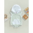thumbnail image 2 of Bagilaanoe Newborn Baby Girl Boy Rompers Striped Print Short Sleeve Hooded Bodysuits 3M 6M 12M 18M Infant Casual One Piece Short Jumpsuit, 2 of 7