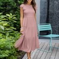 thumbnail image 6 of Women's Flutter Short Sleeve Smocked Midi Dress Summer Casual Tiered A-Line Dress Bohemian Beach Sundresses, 6 of 7