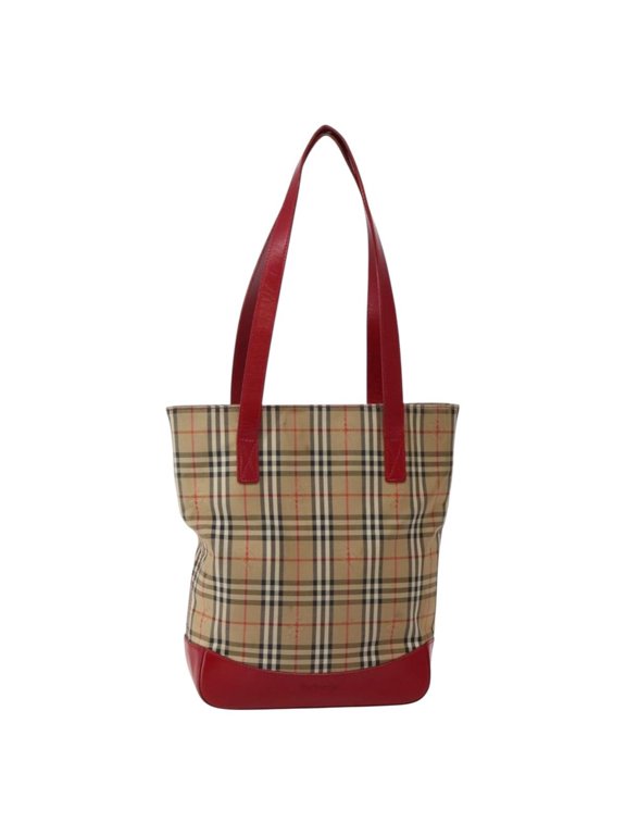 Pre-Owned Burberry Nova Check Tote Canvas Check Pattern Beige Canvas Handbag