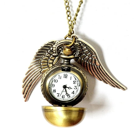 Fashion Jewelry Bronze Harry Potter Snitch Pendant Necklace / pocket watch