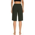 thumbnail image 7 of RQYYD Women's 12" Bermuda Long Shorts with Pockets High Waisted Stretch Knee Length Shorts for Women Summer Walking Army Green M, 7 of 7