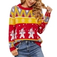 thumbnail image 1 of Mujeres Navidad suéter ricos colores vivos crewneck figurado patrón mujeres knit Top para viajes de vacaciones Oficina rojo l, 1 of 8