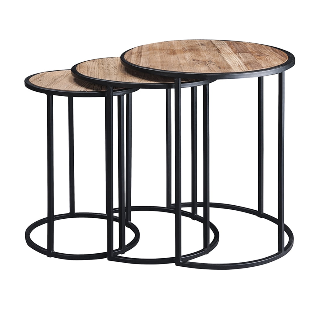 Lowestbest Nesting Table, 3-piece Retro Side Table, Living Room Coffee Snack Table, Brown Lowestbest Nesting Table, 3-piece Retro Side Table, Living Room Coffee Snack Table, Brown