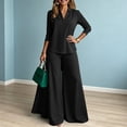 thumbnail image 6 of Women’s Office 2 Piece Set, V Neck Long Sleeve Top and Wide Leg Pants Elegant Outfit, 6 of 6