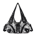 thumbnail image 1 of Bolso de mano Angelkiss de piel lavada para mujer, color negro-leopardo, 1 of 6