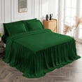 thumbnail image 3 of 4 Piece Long Ruffle Sheet Set, 30" Inch Long Ruffle On Corner Of The Flat Sheet, 24 Inch Deep Pocket, 100% Egyptian Cotton, 800 TC, Cal King Size, Solid Green, 3 of 9
