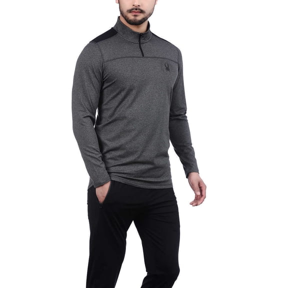 Spyder Men’s Activewear ¼ Zip Pullover, Charcoal Heather Small