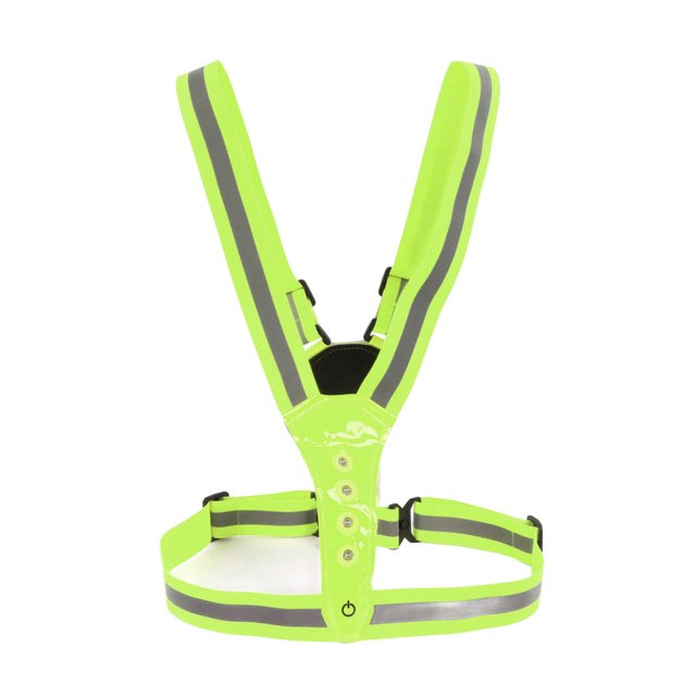 Gilet Réfléchissant LED Bande de Course 3 Modes d'Éclairage Protection Réfléchissante 360° Gilet Réfléchissant de Sécurité Vert