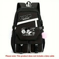 thumbnail image 3 of Kuromi Pattern Backpack, Kawaii Stylish School Bag, Women's Colorblock Rucksack, Large Capacity Foldable Outdoors Daypack, 3 of 5