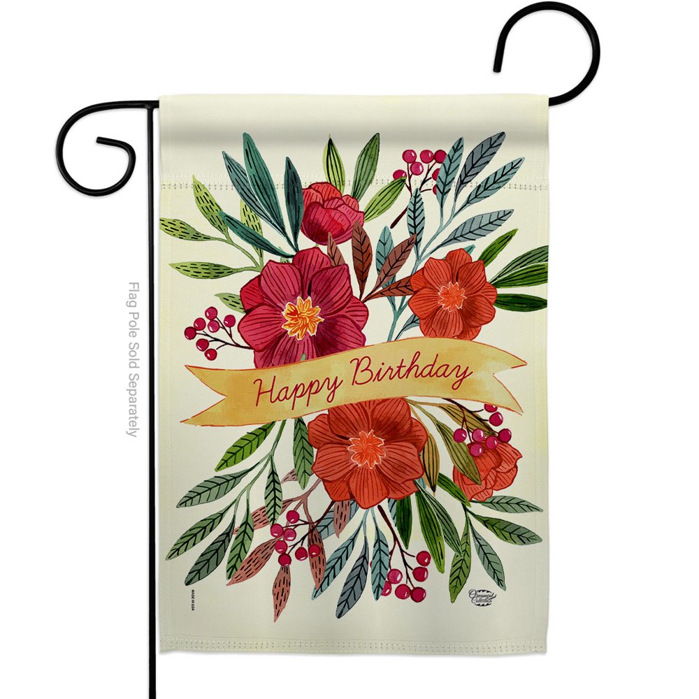 Happy Birthday Garden Flag Celebration 13 X18.5 Double-Sided Decorative