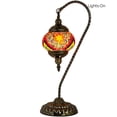 thumbnail image 2 of SILVERFEVER Mosaic Turkish Lamp Moroccan Glass Swan Neck Lantern for Table Desk Bedside Bronze Base Bundle with E12 Light Bulb Rainbow Sand, 2 of 9