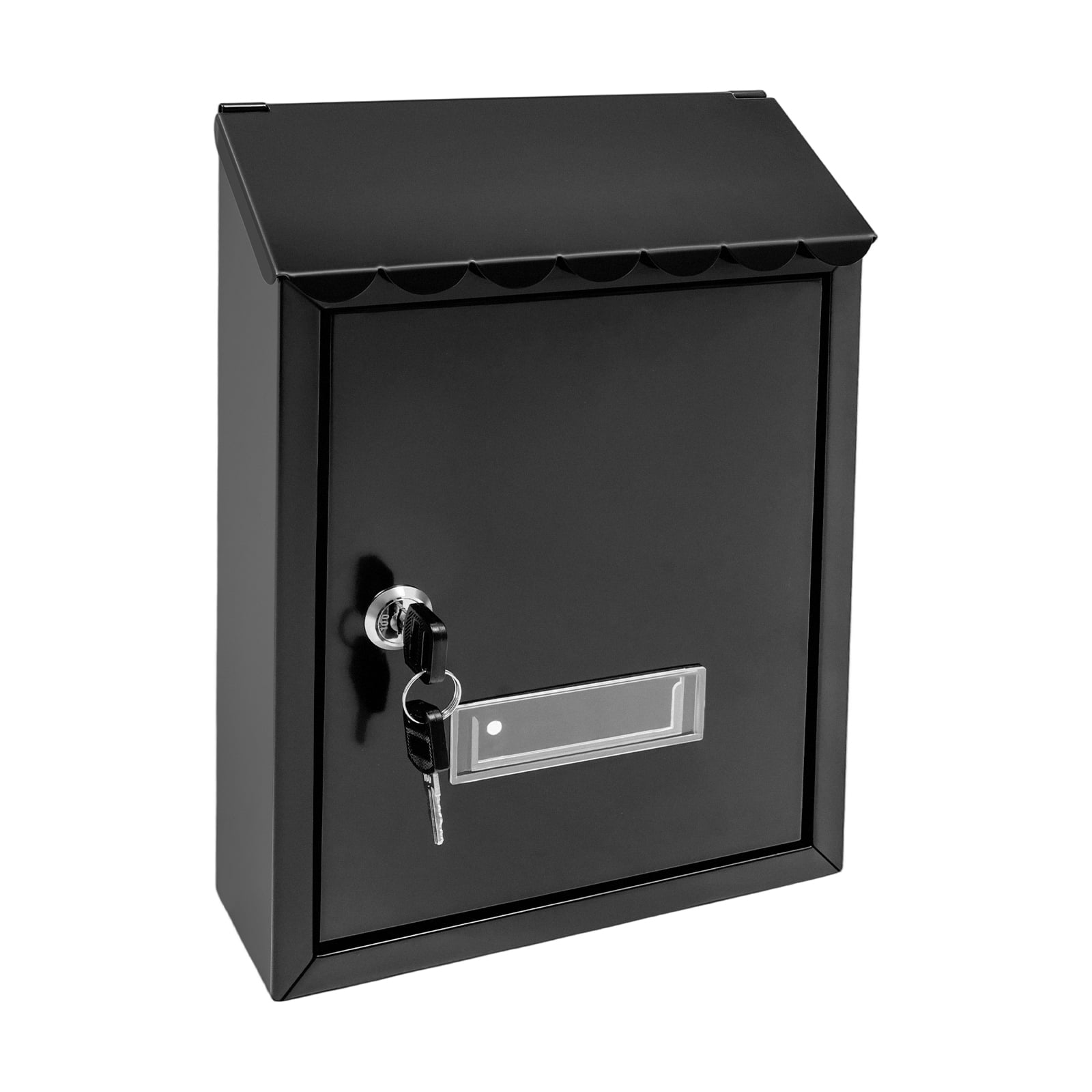 Modern Iron Mailbox with Key Lock, Outdoor Wall-Mount Mailbox, Waterproof Extra Large Drop Box