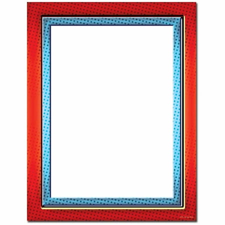 Border Letterhead Paper - Red & Blue Border Letterhead Printer Paper, 80 Sheets