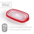 thumbnail image 4 of Totally Kitchen Rectangle Food Containers | Microwave Safe & BPA Free | Thick, Durable & Leak Resistant | Red, Set of 5 (10 Pieces Total), 4 of 10
