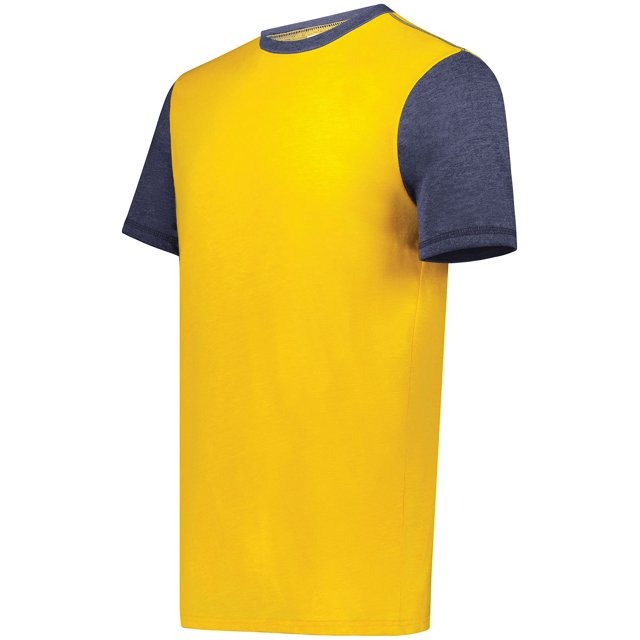 Augusta Sportswear Men's Gameday Vintage Ringer Tee, Gold Heather/Navy Heather, X-Large