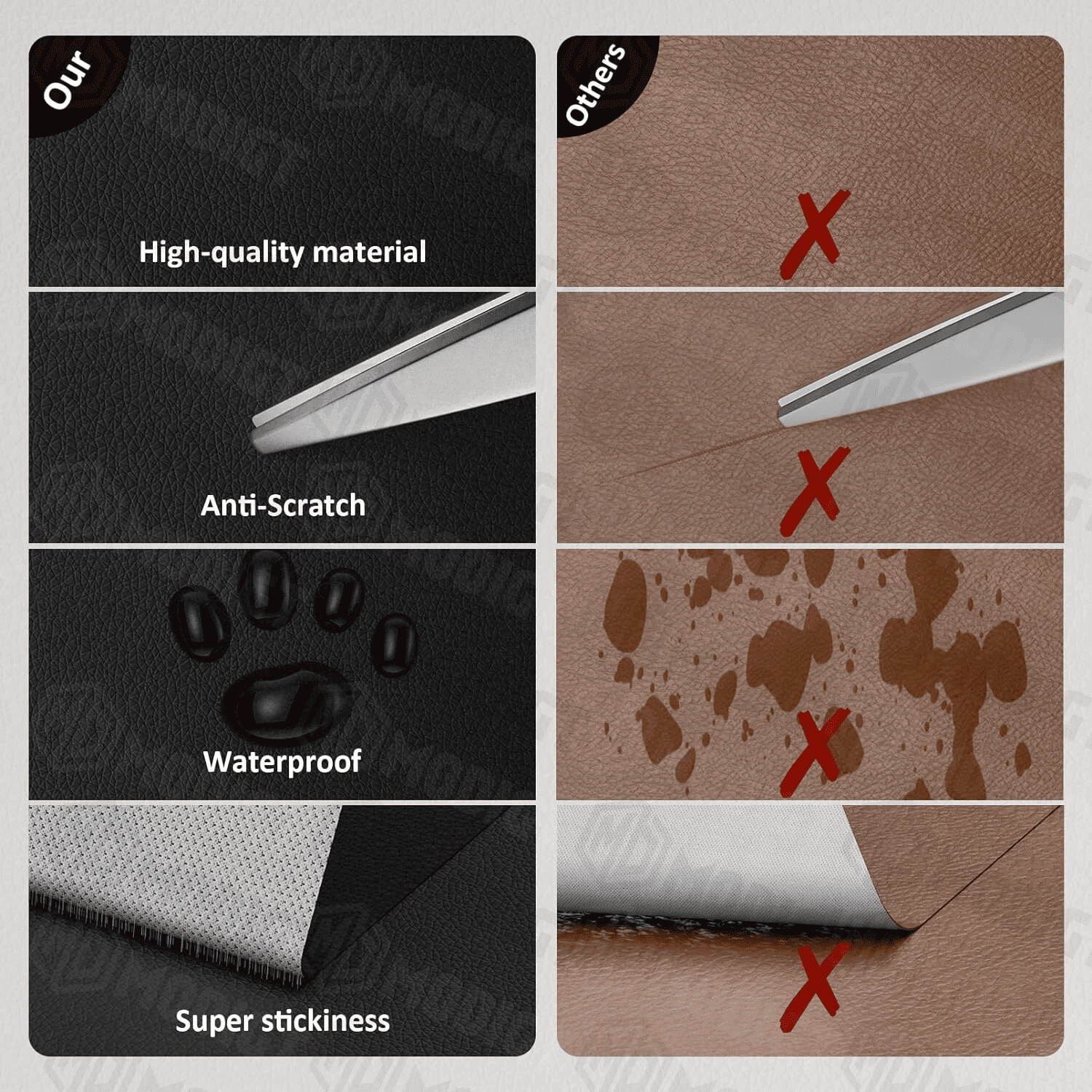 Beige Leather Repair Patch, 23.62 ×78.74 Inches Self Adhesive Leather Repair Patch, Leather Repair for Furniture, Couches, Car Seats, Cabinets, Handbags
