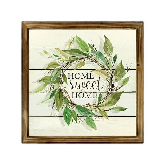 Eveokoki Home Sweet Home Square Rustic Wood Signs,Vintage Wooden Farmhouse Plaque, Large Wood Framed Wall Hanging Decor 16"