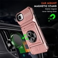 thumbnail image 4 of For Apple iPhone 17e/16e Phone Case with Finger Ring Holder Kickstand, Card Slots，Heavy Duty Shockproof Rugged Protective Working with Magnetic Car Phone Mount,Rose Gold, 4 of 8