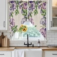 thumbnail image 3 of Swag Valance Curtains for Windows, Purple Flowers Light Filtering Kitchen Curtains with Rod Pocket, Spring Leaves Floral Plants Beige Window Treatment Valances for Living Room, 36x45 - 2 PCS, 3 of 9