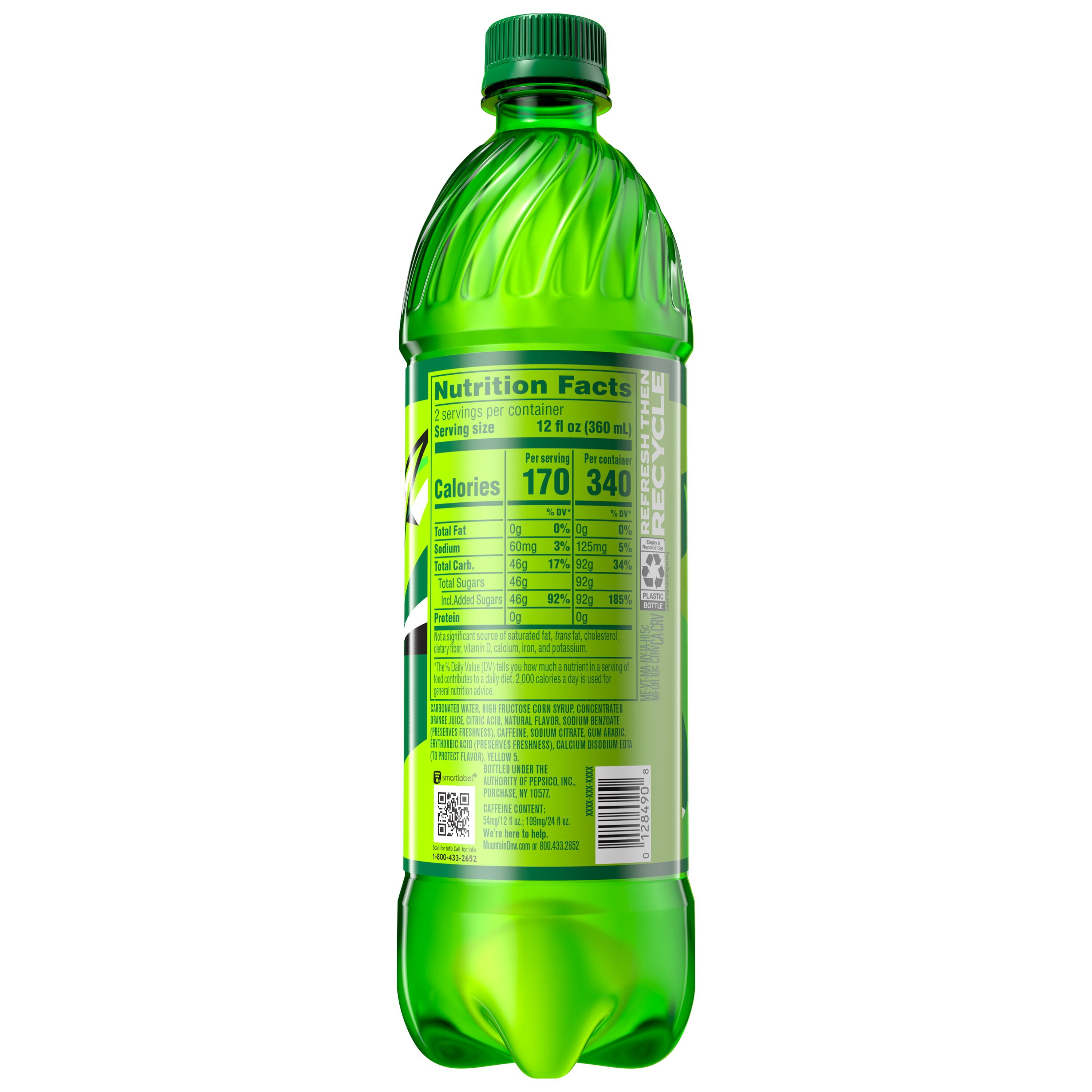 Mountain Dew Citrus Soda Pop, 24 fl oz, 6 Pack Bottles