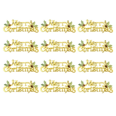

12Pcs Christmas Door Decor Plastic Hangings Blessing Phrase Boards Xmas Decors