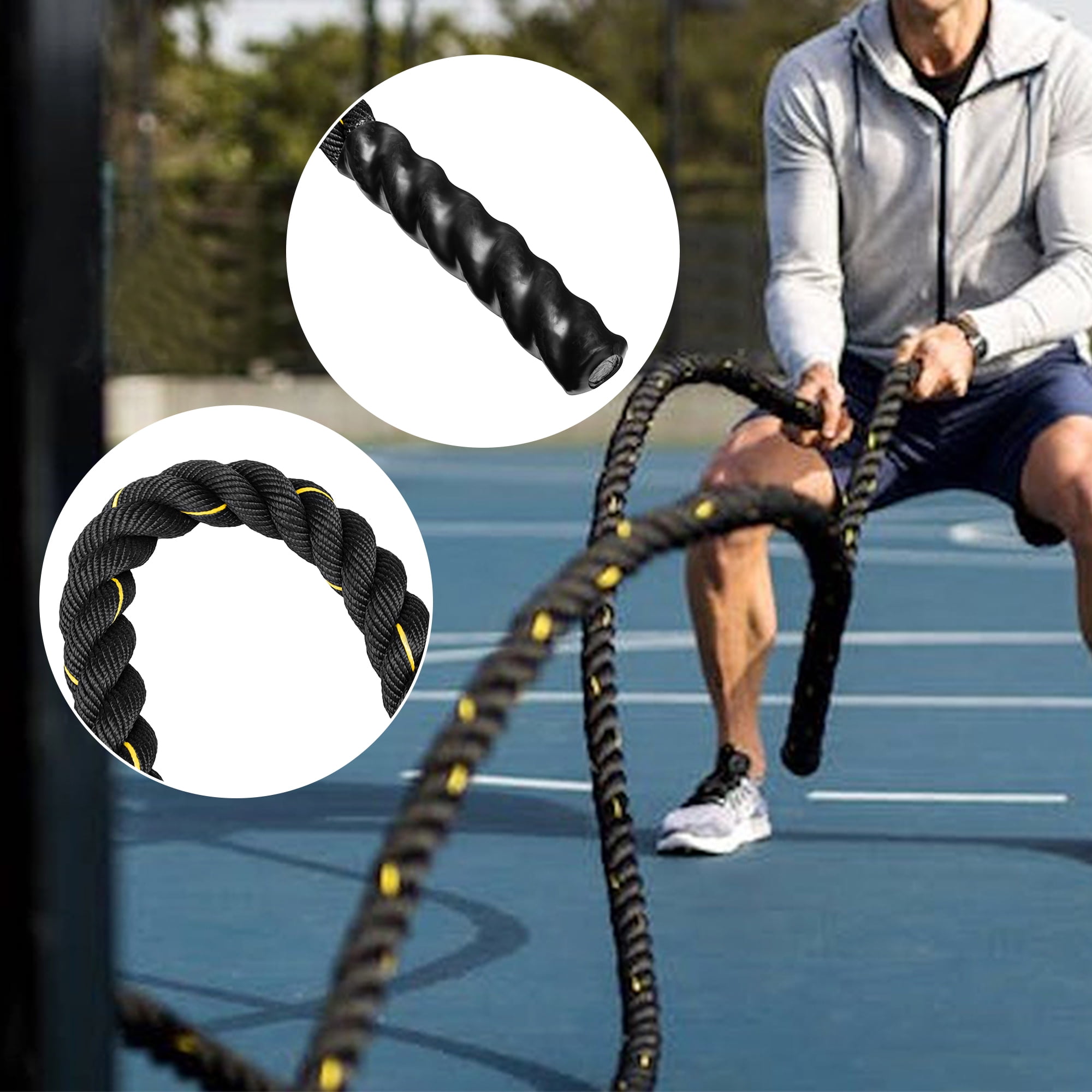 Jump Rope for Fitness Workout Battle Rope Strength Training Fitness Exercise Rope for Home Gym Outdoor Cardio Workout Upgraded Durable Protective Sleeve Included