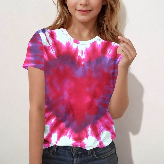 Blusas y camisas de manga corta con cuello redondo para niños Camiseta estampada de manga corta Cuello redondo Manga corta Casual Versátil Para niñas Niños Top de poliéster