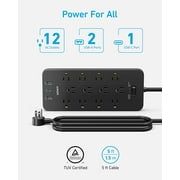 Anker Power Strip Surge Protector (2100J), 12 Outlets with 2 USB A and 1 USB C Port for Multiple Devices, 5ft Extension Cord, 20W Power Delivery Charging for Home, Office, Dorm Essential, TUV Listed
