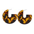 thumbnail image 4 of ADDHAT 2Ud Coffee Color Geometric Drop C Shape Earrings with Irregular Resin and Ethnic Leopard Design, 4 of 8