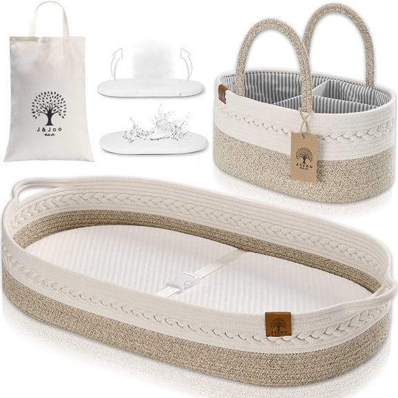 Cesta cambiador para bebé J&JOO con doble funda, transpirable e impermeable