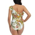 thumbnail image 5 of Gaeub Ducks and Flowers Women's One Shoulder Ruffle Tummy Control Swimwear for Swimming Surfing Beach Party - Medium, 5 of 8