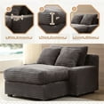 thumbnail image 6 of Aukfa 49" Chaise Lounge Oversized Corduroy Sofa Plush Chair Bed w/ 3 Pillows for Living Room, Gray, 6 of 10
