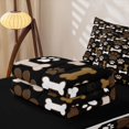 thumbnail image 5 of Manfei Cute Dog Paw Zipper Twin Comforter Sets with Fitted Sheet and 2 Pillowcases, Cartoon Bone Print Zipper Bedding Set, Black Brown, Black Reversible, 4pcs, 5 of 7