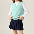 thumbnail image 5 of Jalioing Sweater Vest for Girls Boys Sleeveless V Neck Pullover Vest Kids Teen Plain School Uniform Sweater 5-17 Years, 5 of 8