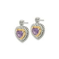 thumbnail image 3 of 3.60 Carat (Ctw) Amethyst Heart Dangle Earrings in Sterling Silver with 14K Gold Accents for Women, 3 of 5
