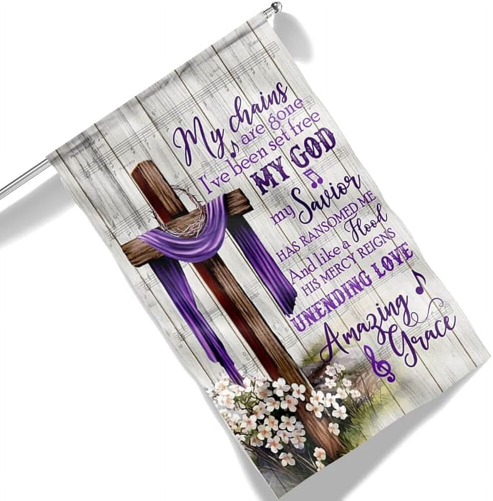 Christian Cross Flag, Grace Purple Flag - 4th of July, Independence Day Decorations for Home, Indoor, Decorative Outdoor Flags, House Flag USA House Garden Flags Premium Polyester