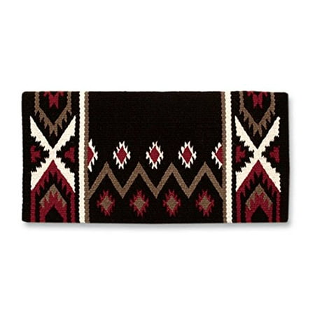Cream Wool Throw New Phoenix Saddle Blanket, Coffee/Umber/Red Earth/Cream, 38 x 34-Inch, Hand-woven with New Zealand Wool By Mayatex ()