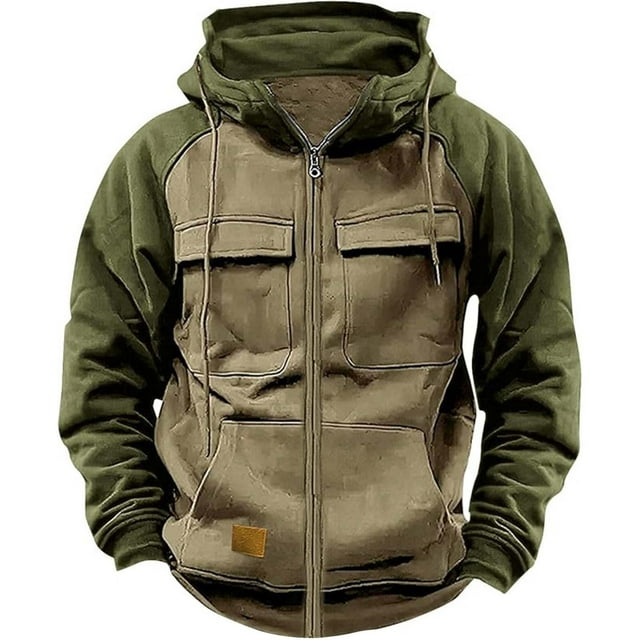Kcodviy Sweat à Capuche à Manches Longues pour Hommes Automne Sweat à Capuche Décontracté pour Hommes et Fermeture Éclair Extérieure Sweat à Capuche pour Jeunes