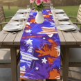 thumbnail image 4 of Blue Red USA Flag Table Runner 70 Inches, Abstract Moden Oil Painting 4th of July Bed Runner Dresser Scarves Tabletop for Indoor Outdoor Parties/Ceremony/Banquet, 13" x 70", 4 of 9