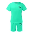 thumbnail image 2 of Conjunto de Sudadores de Hombres Impresión Casual Deportes de Manga Corta Cuello Redondo, Traje de Deporte de 2 Piezas con Pantalones de Corredores de Cintura Elástica, 2 of 4