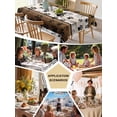 thumbnail image 5 of Brown Beige Blue Farmhouse Table Cloth, Black Dog Paw Vintage Wooden Waterproof Tablecloth for Rectangle Tables, Reusable Washable Fabric Table Cover for Restaurant Kitchen Dining Tables 60"x84", 5 of 6