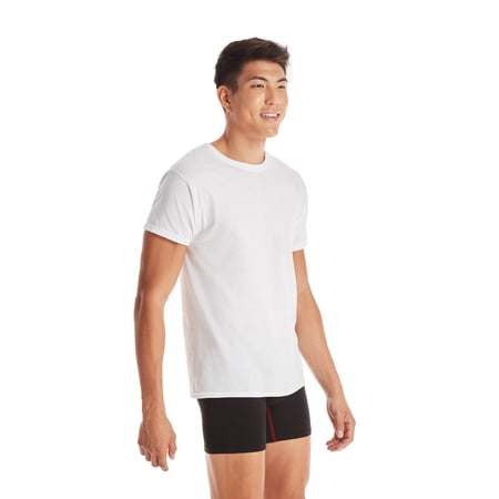 Hanes Men's Value Pack White Crew T-Shirt Undershirts, 6 Pack - Image 3