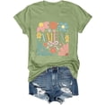 thumbnail image 4 of Women's Fashion Casual Easter Print Round Neck Short Sleeve T-Shirt Top Green L, 4 of 5