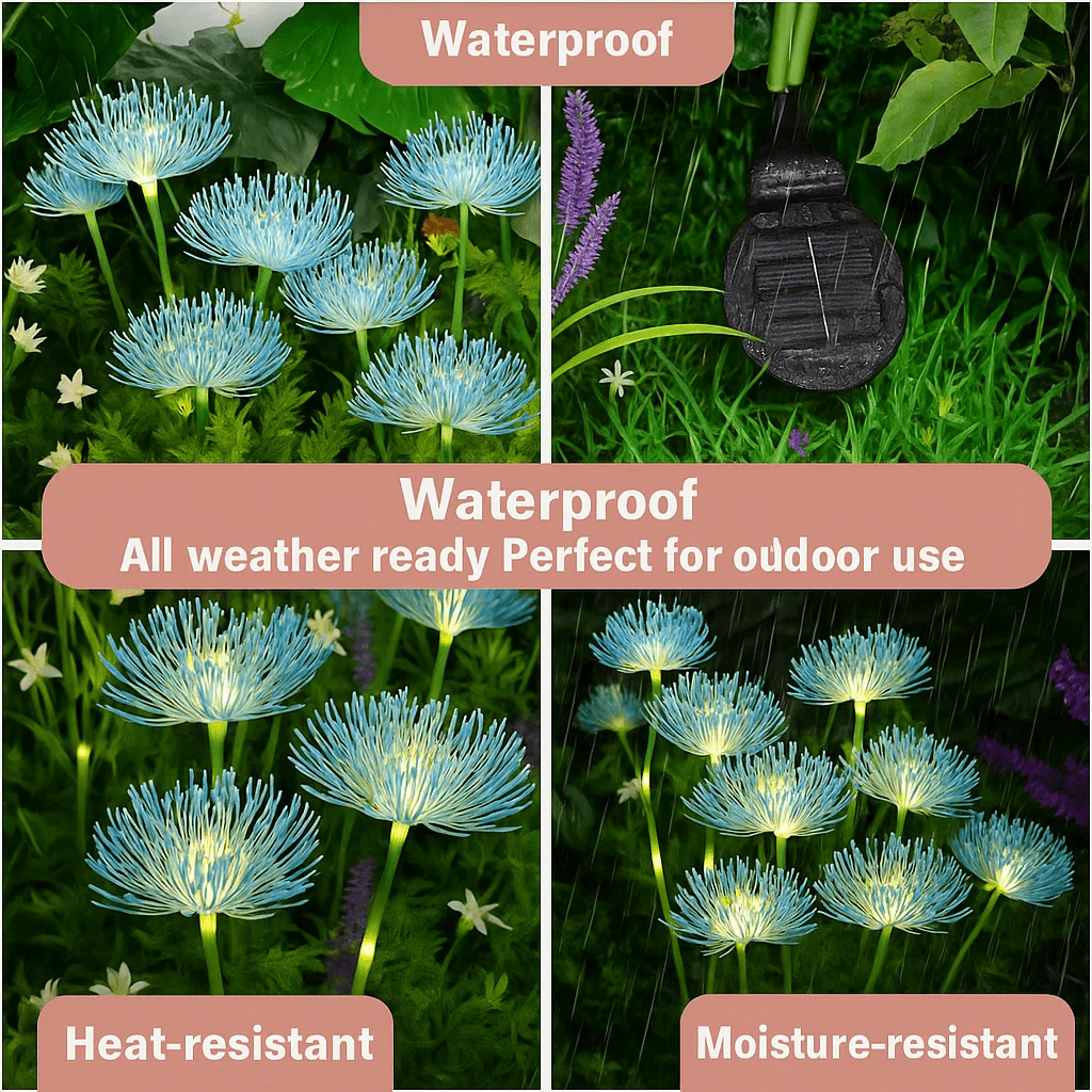 Lyacmy 4 Pack Blue Flower Solar Garden Lights Outdoor, Waterproof Solar Lights for Yard Pathway Patio Outdoor Decor