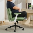 thumbnail image 5 of Cross Leg Style Office Chair with Flip-Up Armrests, 300LBS Capacity Wide Seat Ergonomic Swivel Chair,  Adjustable Height Rolling Desk Chair for Home Office, Green, 5 of 15