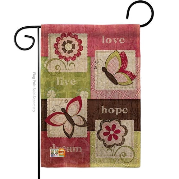Breeze Decor BD-SH-G-100056-IP-DB-D-US13-SB 13 x 18.5 in. Welcome Butterfly Floral Burlap Inspirational Sweet Home Impressions Decorative Vertical Double Sided Garden Flag