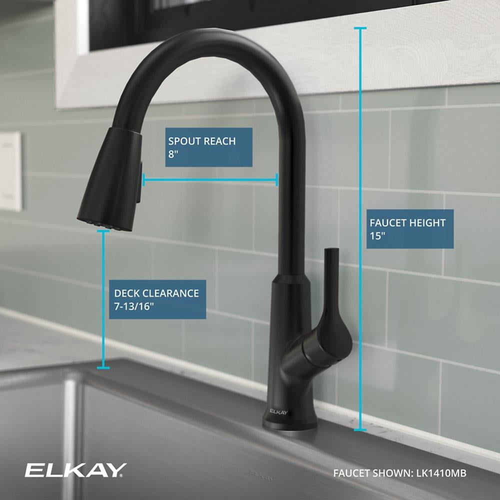 Elkay LK1410MB Single-Handle 2-Setting Pull-Down Spray Kitchen Faucet (Matte Black)